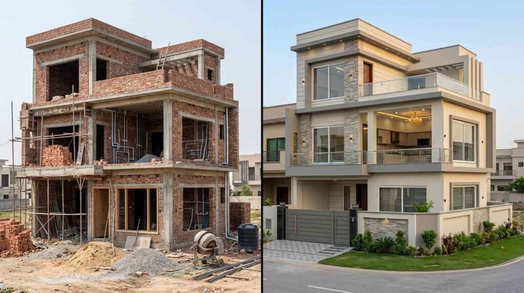10 Marla Grey Structure and Turnkey Construction Cost Comparison