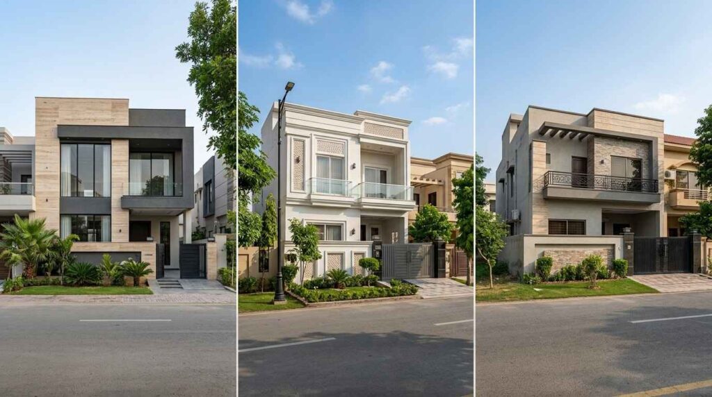 Modern 5 Marla houses in DHA Lahore, Bahria Town and Wapda Town construction projects