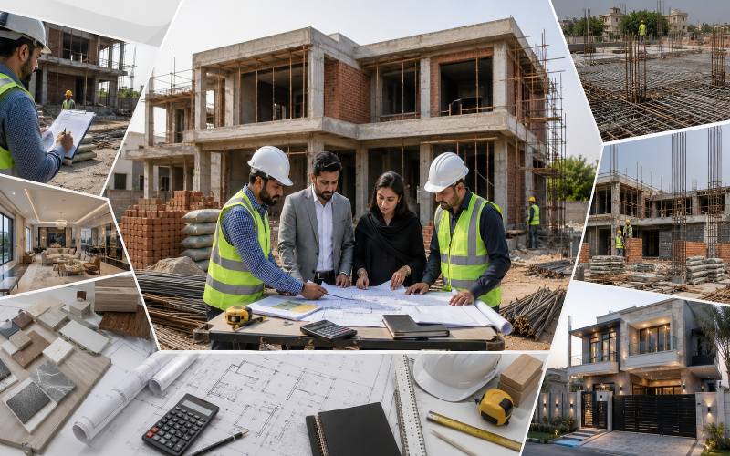 Modern residential construction project in Lahore showcasing premium house development