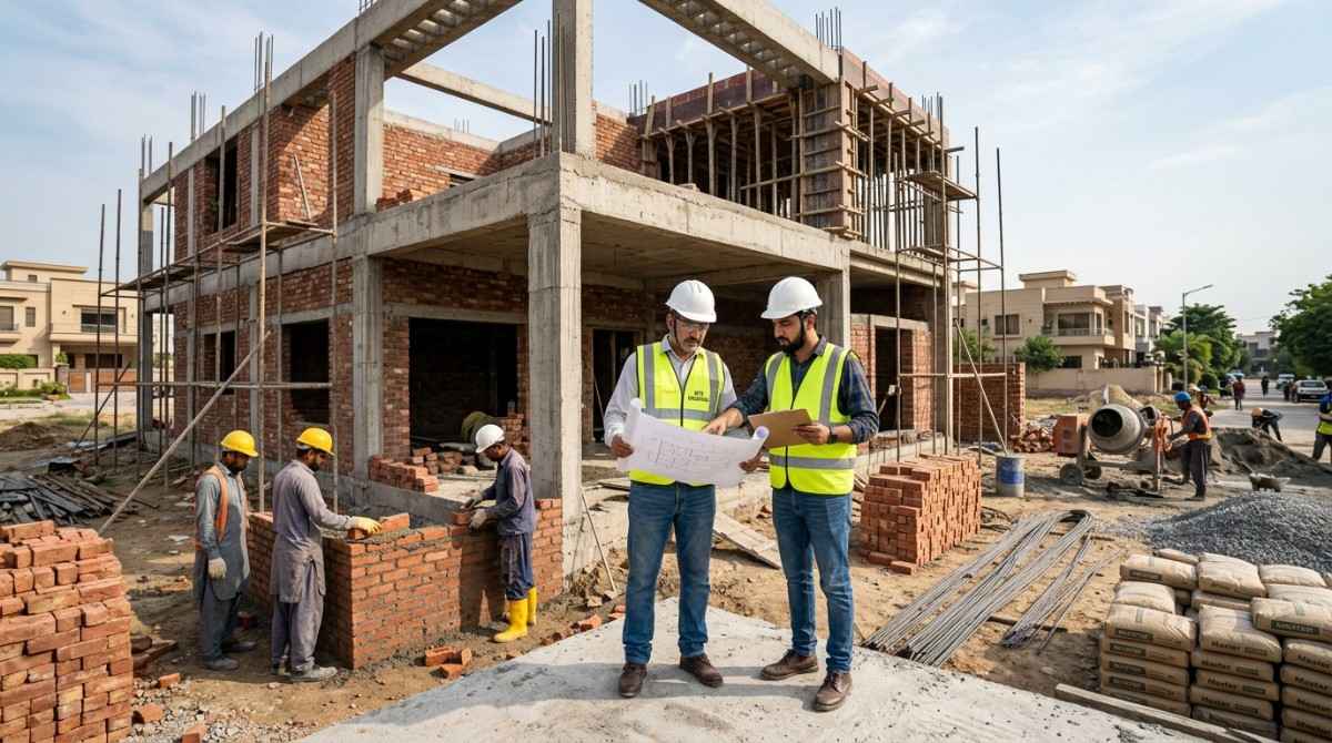 Top construction company in Lahore managing residential house construction project
