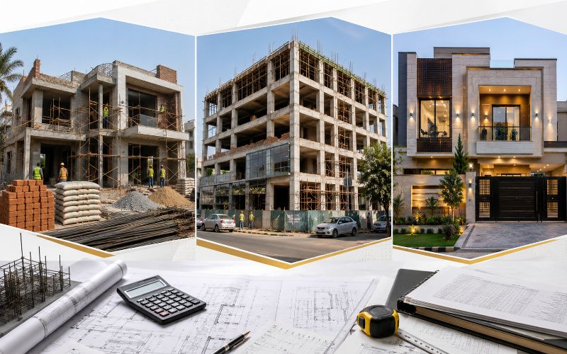 Modern residential construction project in Lahore showcasing premium house development